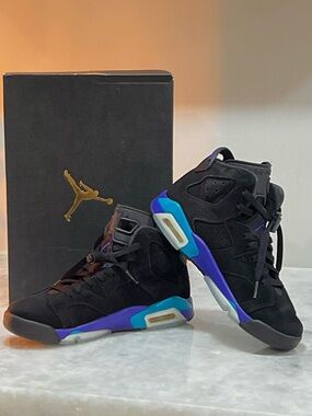 Air Jordan 6 Retro AGUA - 5 Youth - Black/Concord-Aguatone